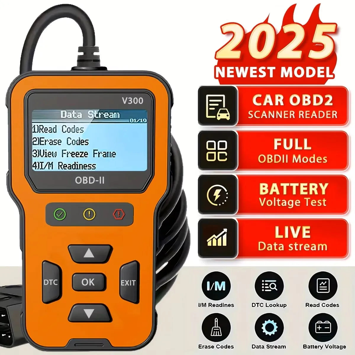 OBD2 Scanner Professional Auto Engine System Lifetime Free Automotive DTC Lookup Code Reader Car Diagnostic Tool