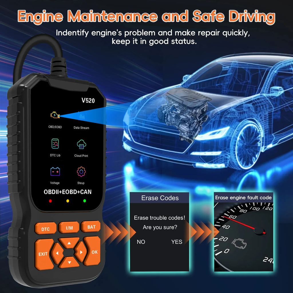 OBD2 Scanner Professional Auto Engine System Lifetime Free Automotive DTC Lookup Code Reader Car Diagnostic Tool