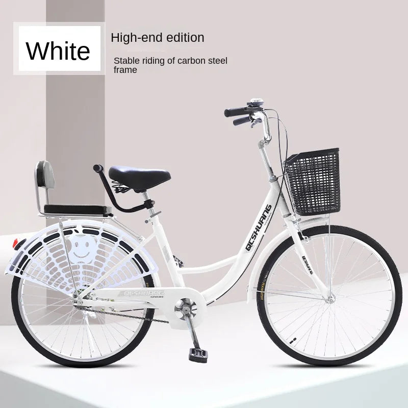 WolFAce 22 Inch/24 Inch/26 Inch Carbon Steel Frame Adult Bicycle Student Scooter Princess Bicycle Ordinary Pedal Road Bicycle