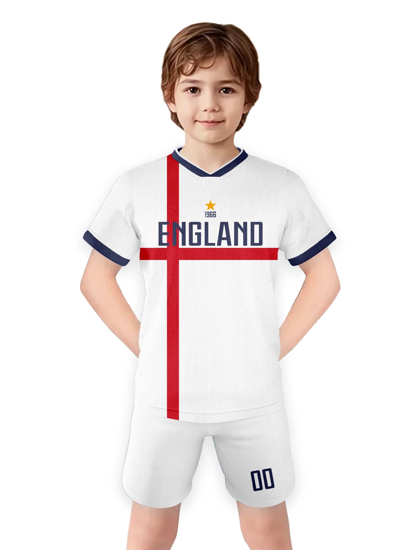 Custom England Soccer Jersey Kids Football Uniform Set Personalized Name Number Youth Team Training Kit for Boys and Girls