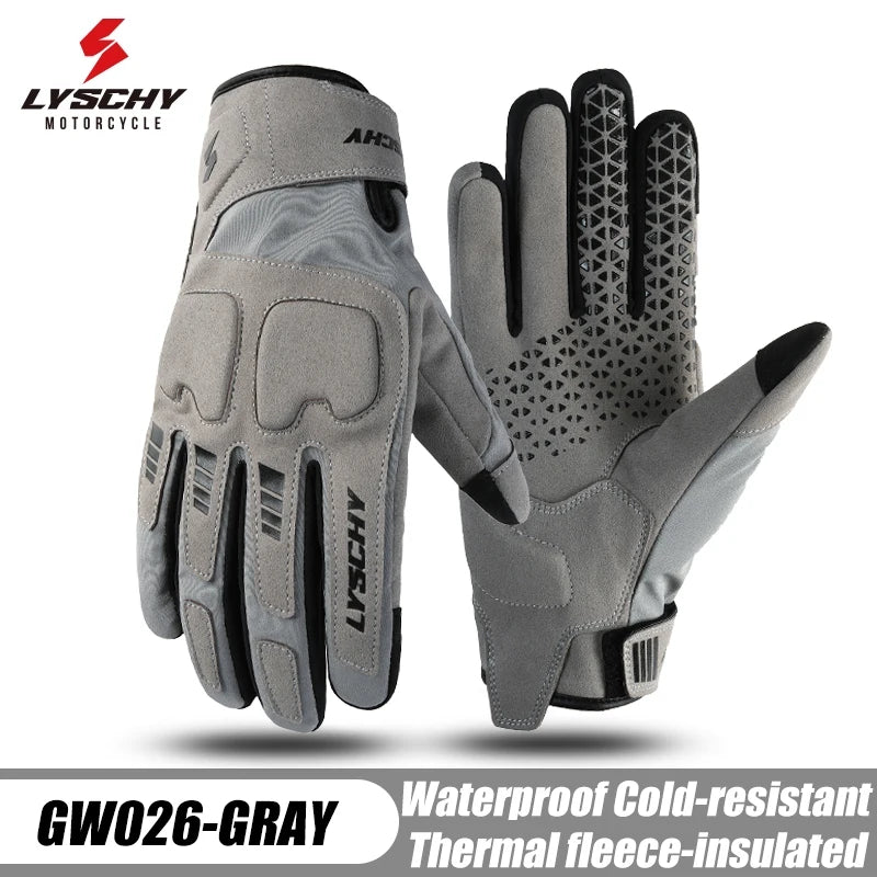 LYSCHY Motorcycle Gloves Winter Warm Full Finger Motorbike Gloves Abrasion Resistant Luvas Touch Screen Motocross Bike Guantes