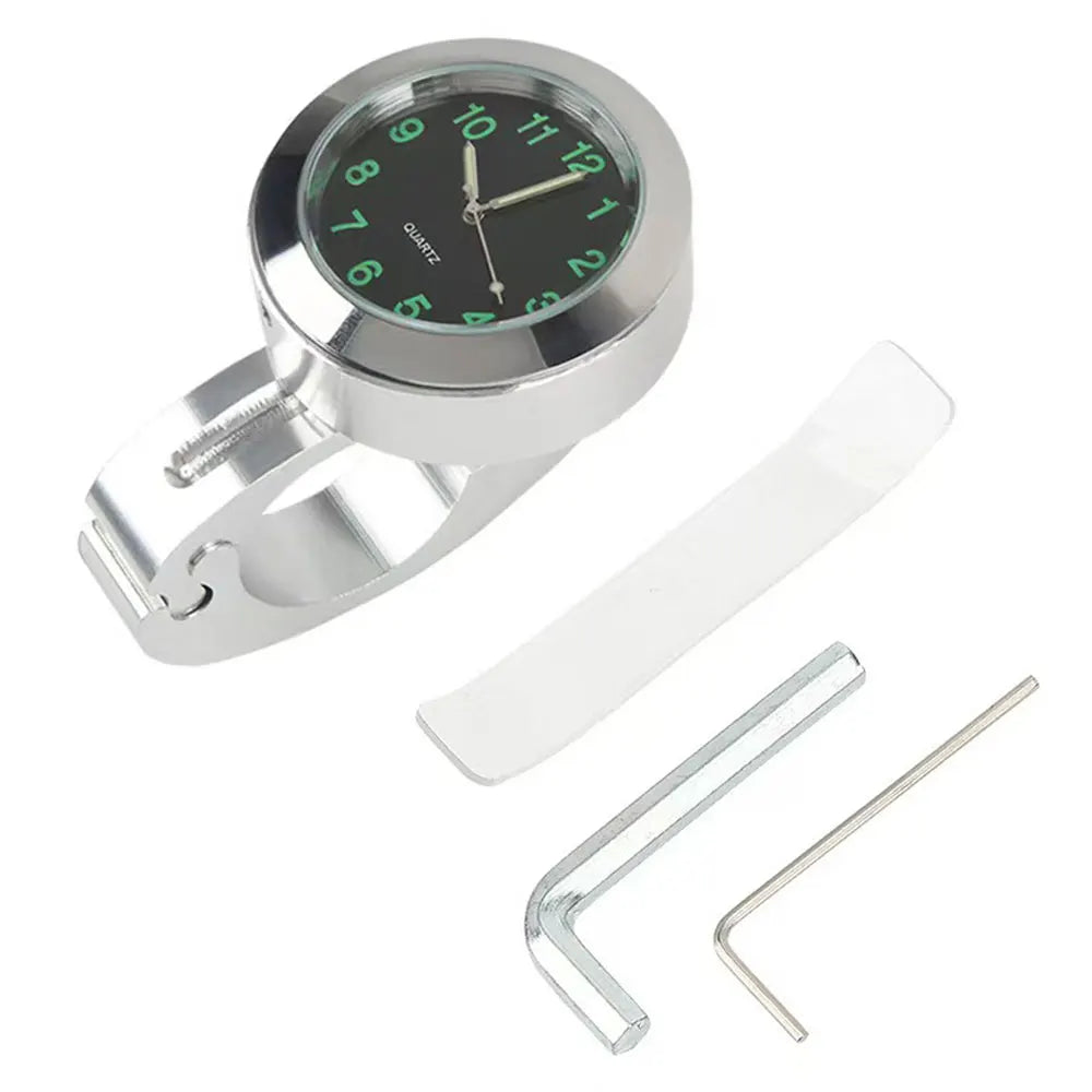 Motorcycle Aluminum Quartz Watch Luminous Clock 22-25mm Handlebar Mount for Scooter Bicycle Motorbike Speedmeter Time Display