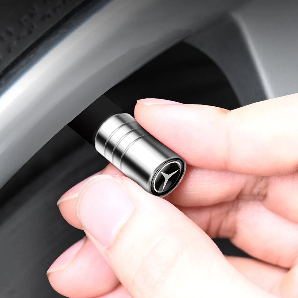 4pcs Metal Car Wheel Tire Valve Caps Stem Cover For Mercedes Benz AMG A B C E M R G S Class GLA GL CLA CES CLS SLK GLK CLK GLC