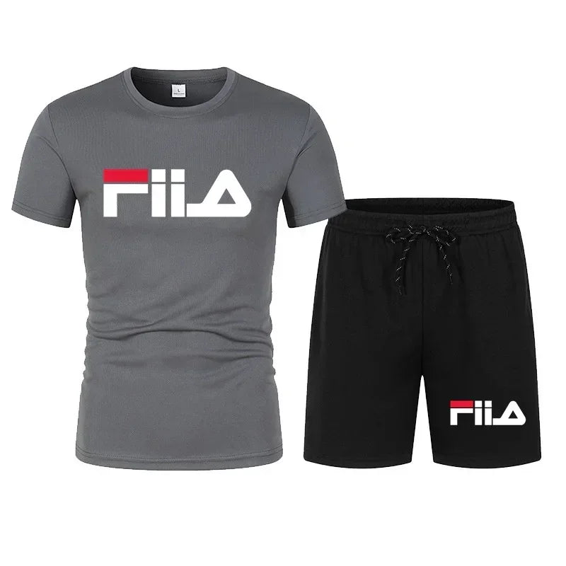 2026 hot men's short sleeved casual summer sportswear breathable mesh short sleeved T-shirt suit