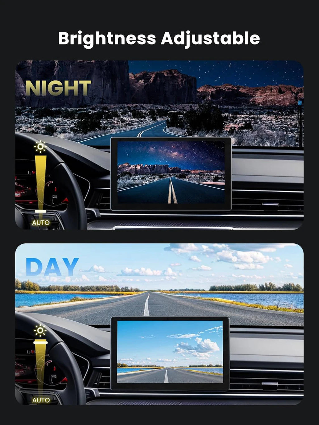 XIMA 7 inch Dash Cam 4K Car DVR Wireless Carplay Android Auto GPS Navigation Video Recorder Dashboard Dual Lens Reversing