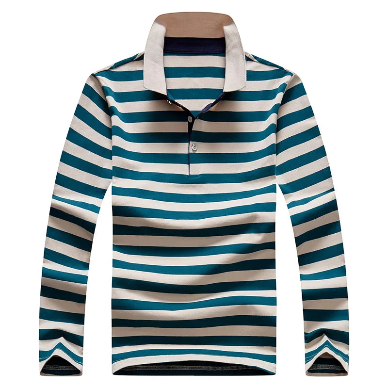 Spring Men Polo Shirt Cotton Long Sleeve Stripe Polo Shirt Men Autumn Embroidery Casual Fashion Polo Shirt Business T-shirts Men