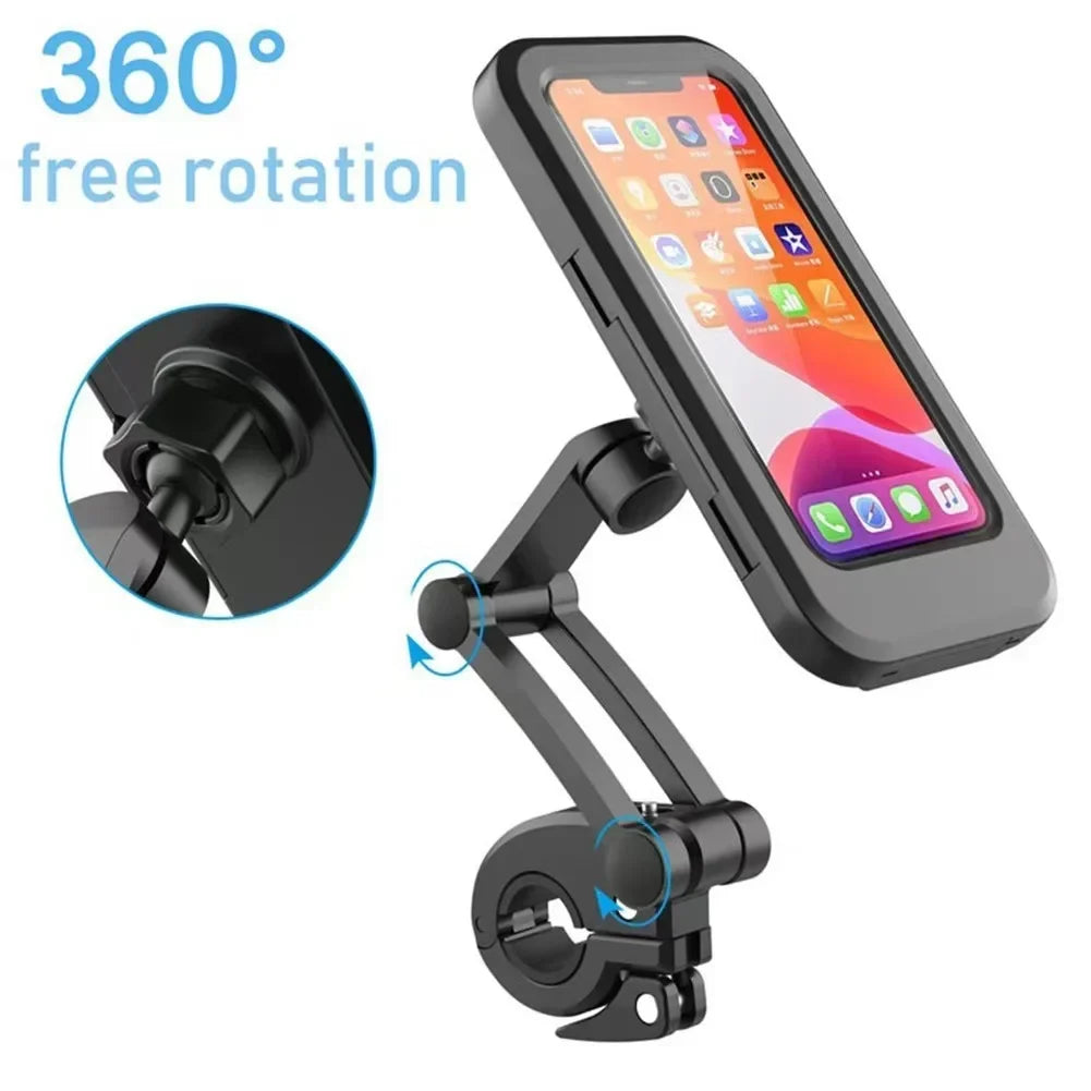 Motorcycle Bike Waterproof Phone Holder Magnetic 360° Swivel Adjustable Cycling Phone Bag GPS Stand Secure Phone Mount