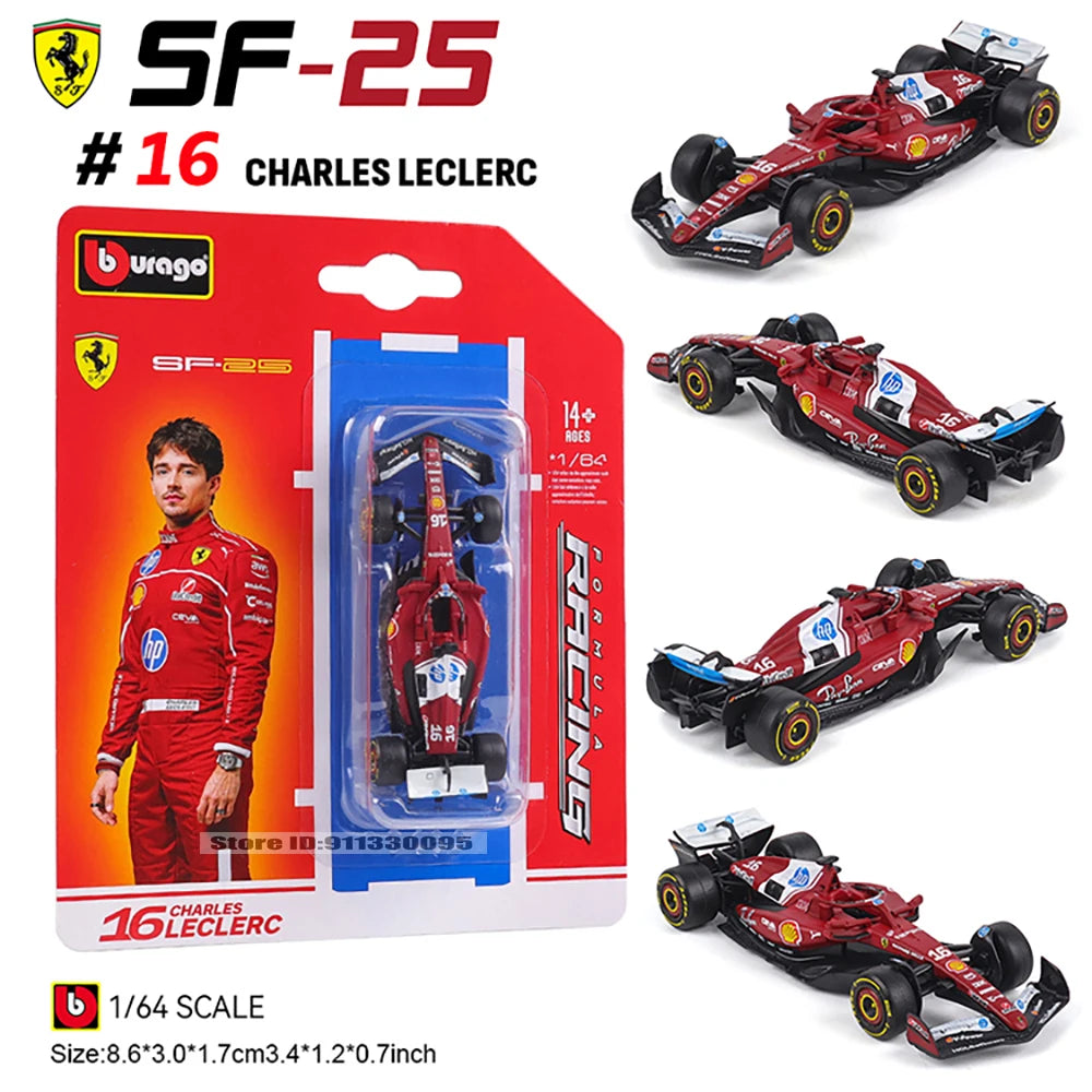 Bburago 1:64 2025 F1 Scuderia Ferrari HP SF25 #16 Leclerc #44 Hamilton Alloy Car Die Cast Model Toy Collectible