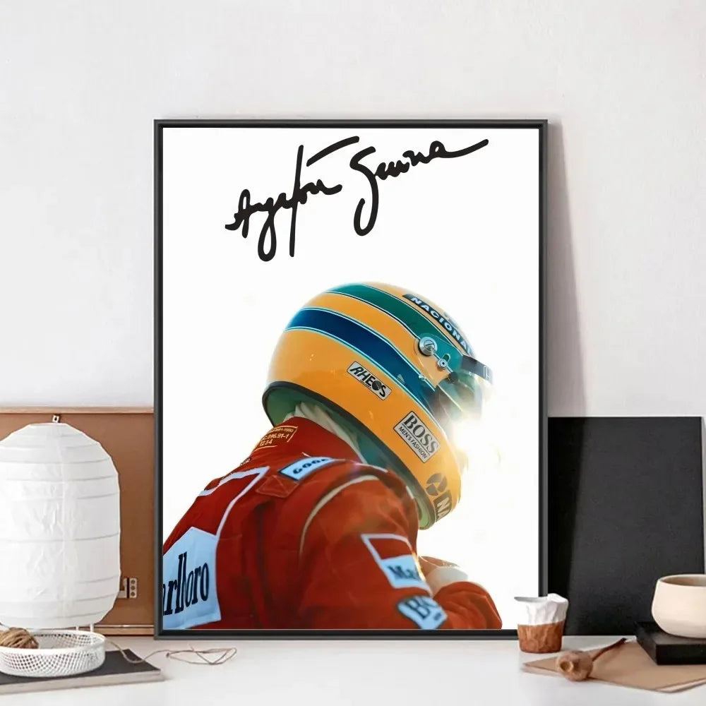 F1 Ayrton Tacing Driver Senna Poster No Framed Club Bar Paper Vintage Poster Wall Art Canvas Painting Bedroom Room Home Decor
