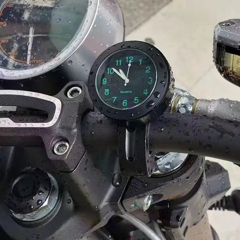 Motorcycle Aluminum Quartz Watch Luminous Clock 22-25mm Handlebar Mount for Scooter Bicycle Motorbike Speedmeter Time Display