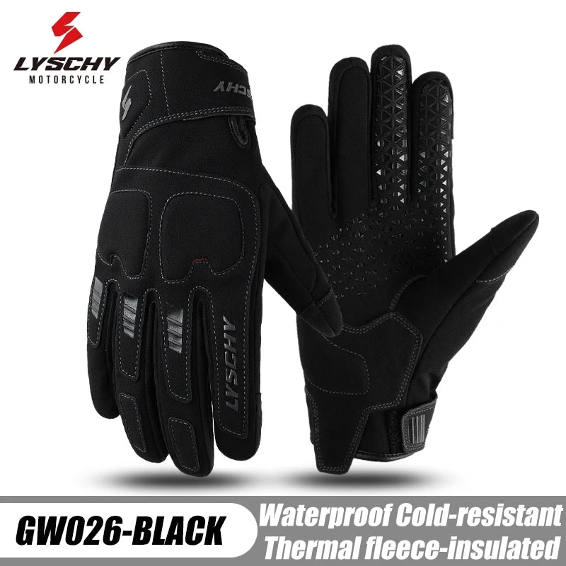 LYSCHY Motorcycle Gloves Winter Warm Full Finger Motorbike Gloves Abrasion Resistant Luvas Touch Screen Motocross Bike Guantes