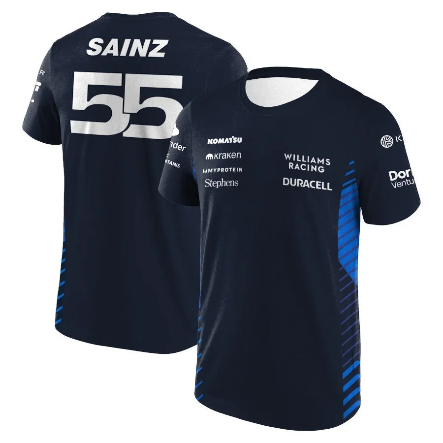 2025 New F1 Racing T-shirt Williams Fan Shirt Outdoor Sports Quick drying Breathable Cycling Top Men's Casual Street T-shirt