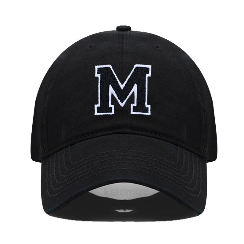 Initial Letter A-Z Embroider Baseball Cap For Men Womne High Quality Soft Cotton Fashion Team Sport Visors Snapback Caps