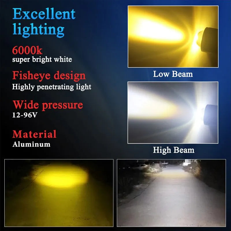 H4 LED Motorcycle Headlight H6 BA20D P15D CSP Led Lens White Yellow Hi Lo Beam Spotlight Motorbike Scooter Running Lamp