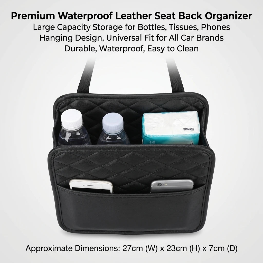 Multifunctional car seat storage bag Leather storage bag Garbage bag Storage bag Suitable for most car models