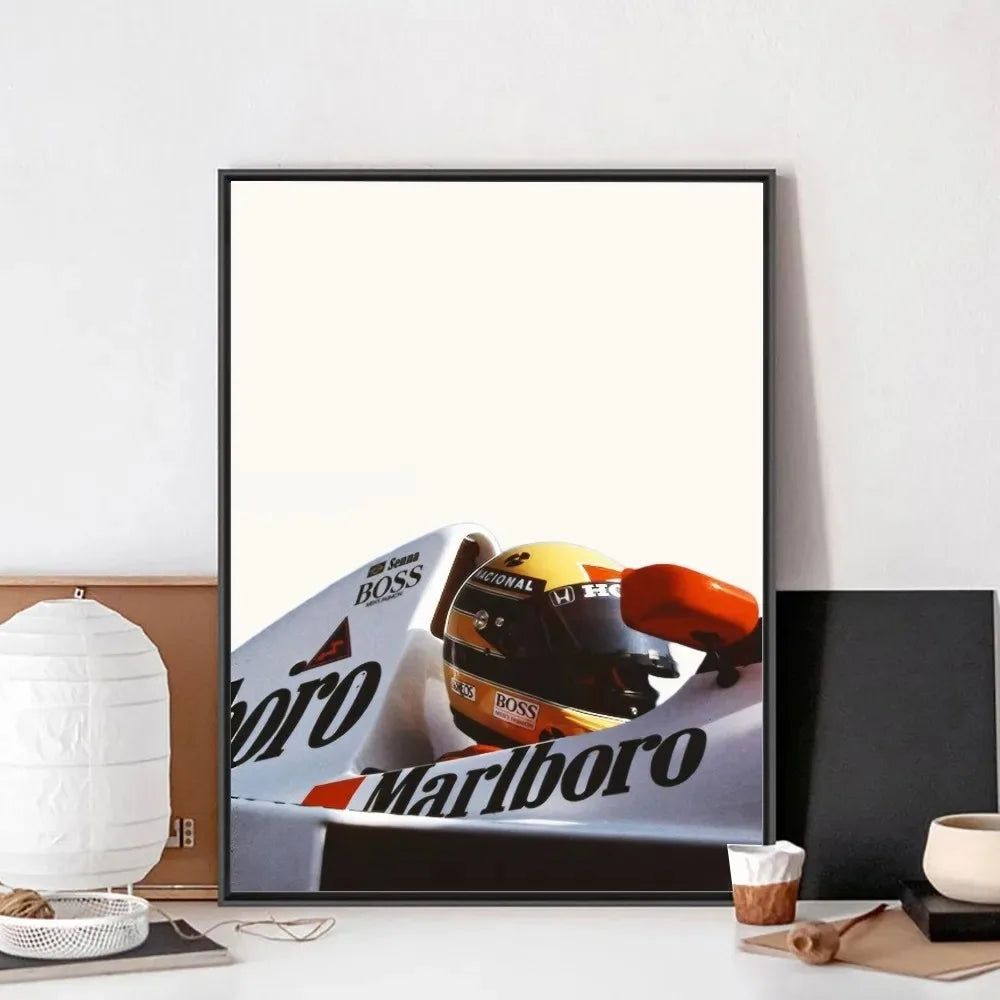 F1 Ayrton Tacing Driver Senna Poster No Framed Club Bar Paper Vintage Poster Wall Art Canvas Painting Bedroom Room Home Decor