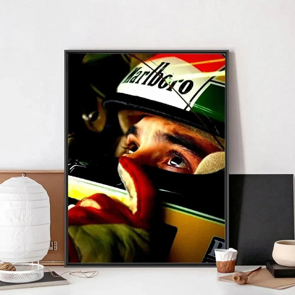 F1 Ayrton Tacing Driver Senna Poster No Framed Club Bar Paper Vintage Poster Wall Art Canvas Painting Bedroom Room Home Decor