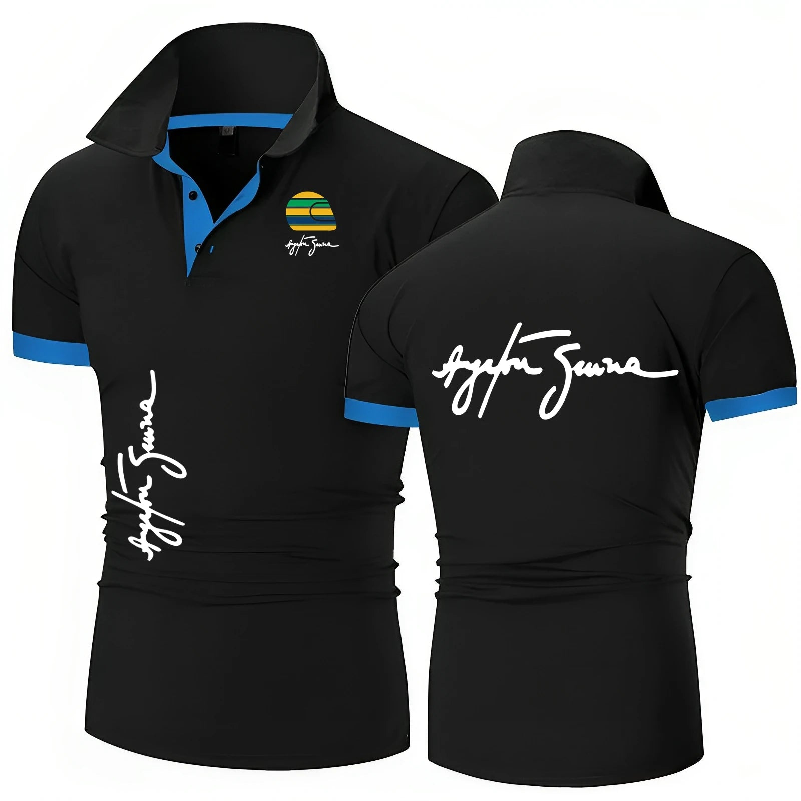 Racing Ayrton Senna Hall of Fame Car Polo Shirt for Men Crewneck Pure F1 Polo Shirts Short Sleeve Polo Shirt