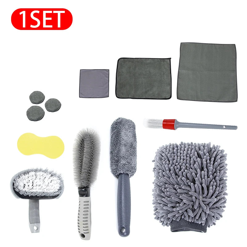 6/12pcs Car Cleaning Set Car Detailing Brush Towel Glove Auto Dashboard Air Outlet Cleaning Tools Kits for Car Wash Accessories