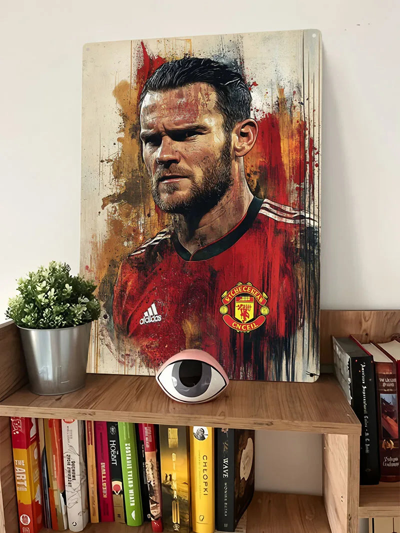 Wayne Rooney Football Player Metal Poster Garage Decoration Living Room Custom Soccer Metal Tin Signs for Home Room Decoration
