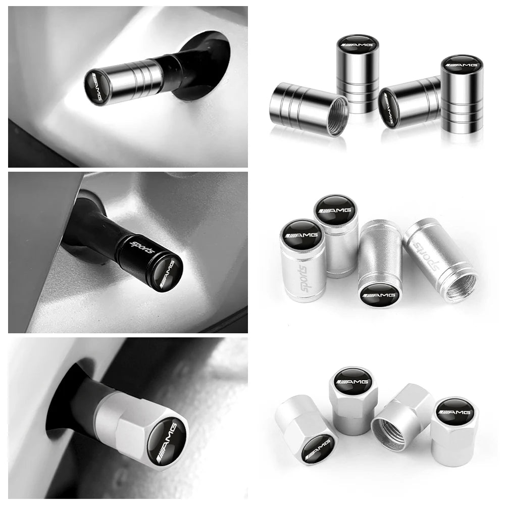 4pcs Metal Car Wheel Tire Valve Caps Stem Cover For Mercedes Benz AMG A B C E M R G S Class GLA GL CLA CES CLS SLK GLK CLK GLC