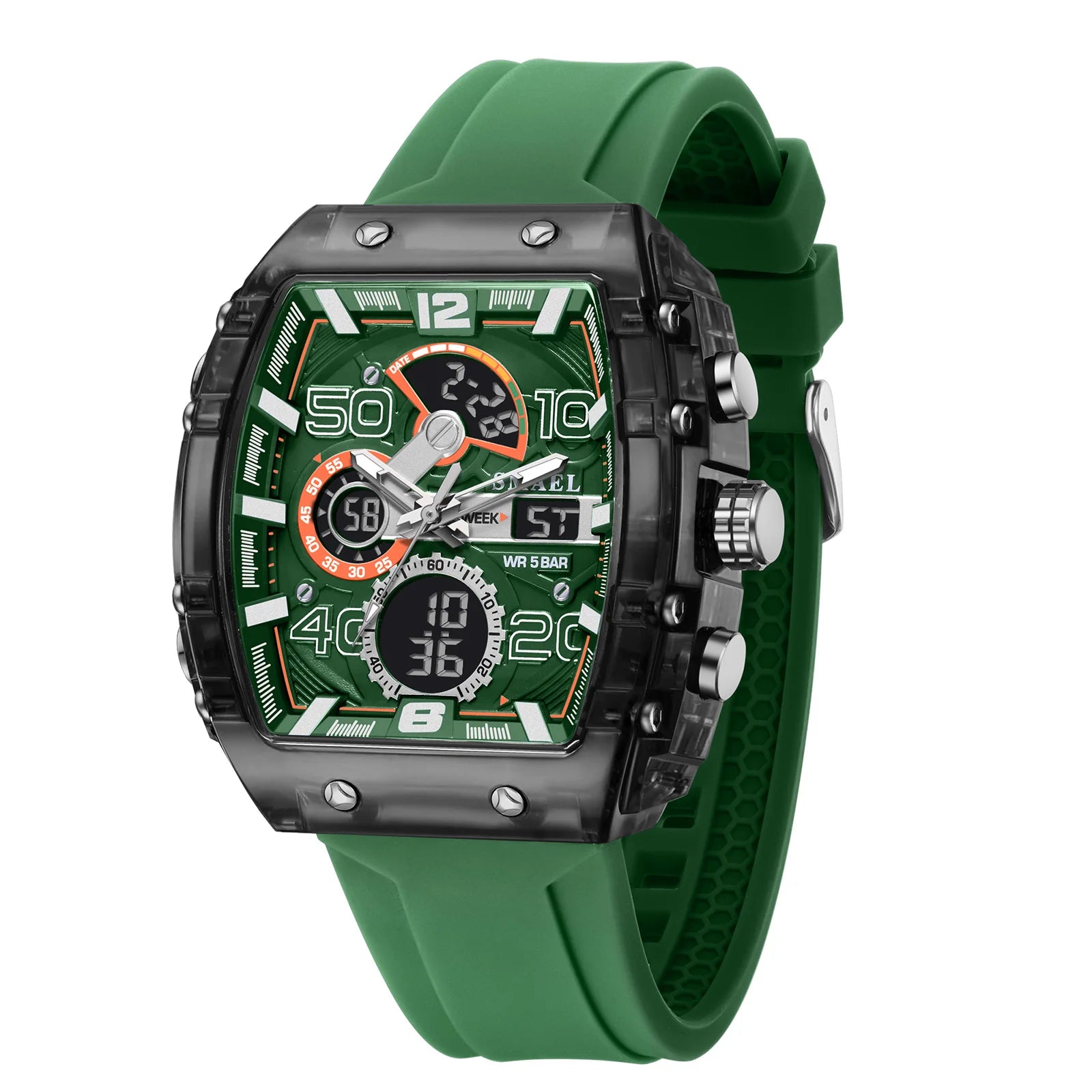 SMAEL Brand 8109 New electronic watch fashion square dual display waterproof luminous Multi-color For Men