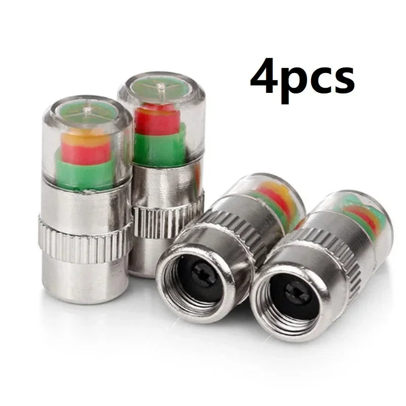 NEW 4pcs Car Tire Pressure Indicator Gauge Alert Monitoring Valve Cap Sensor External Detection