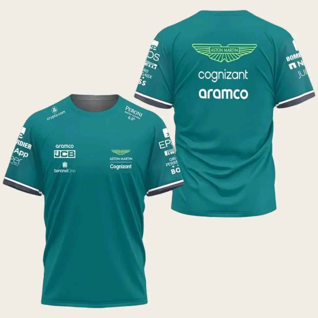 Aston Martin Team Alonso No. 14 Quick-Drying Short-Sleeve Racing T-Shirt Men's Comfortable Breathable Race Fan Clothing