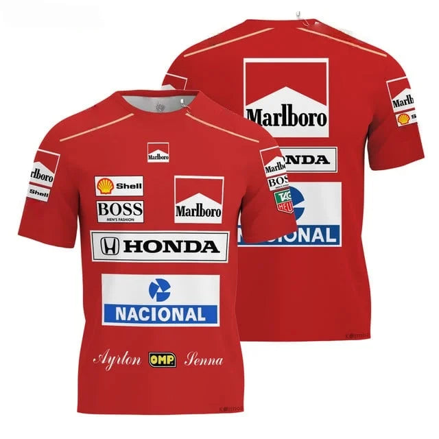 Ayrton Senna Honda F1 Racing Short Sleeve T-Shirt Unisex Sports Leisure Fashion Trend for Adults And Children