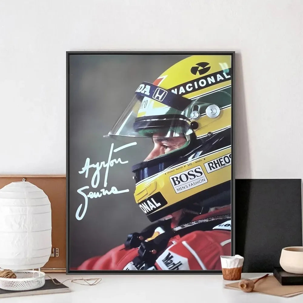 F1 Ayrton Tacing Driver Senna Poster No Framed Club Bar Paper Vintage Poster Wall Art Canvas Painting Bedroom Room Home Decor