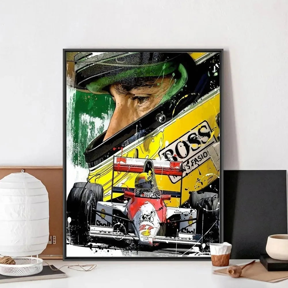 F1 Ayrton Tacing Driver Senna Poster No Framed Club Bar Paper Vintage Poster Wall Art Canvas Painting Bedroom Room Home Decor