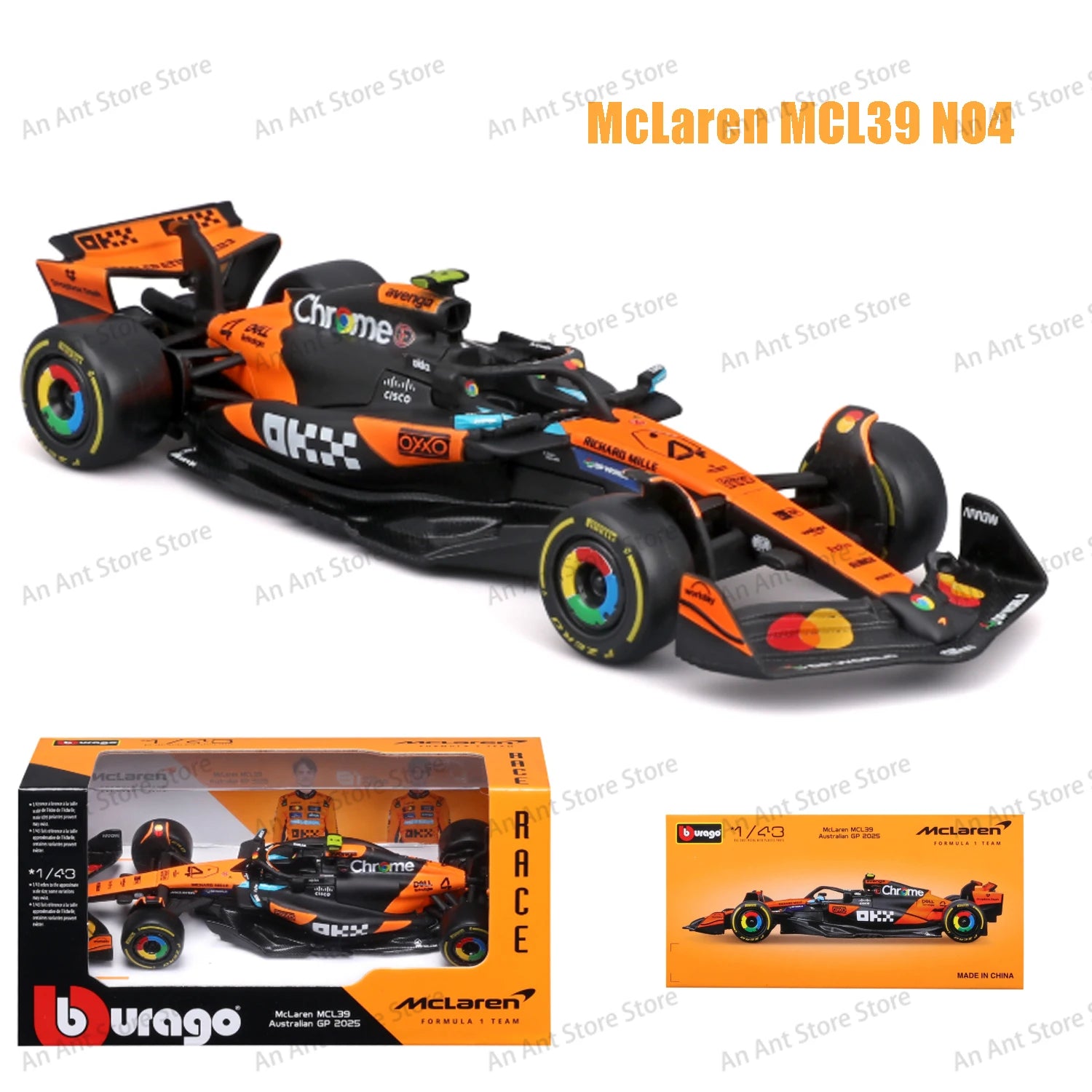 Bburago 1:43 McLaren Mcl38 #4  F1 Formula Alpine A525 Model Car Ferrari SF25 2025 Mercedes W16 Red Bull RB21 AMR25 Christmas gif