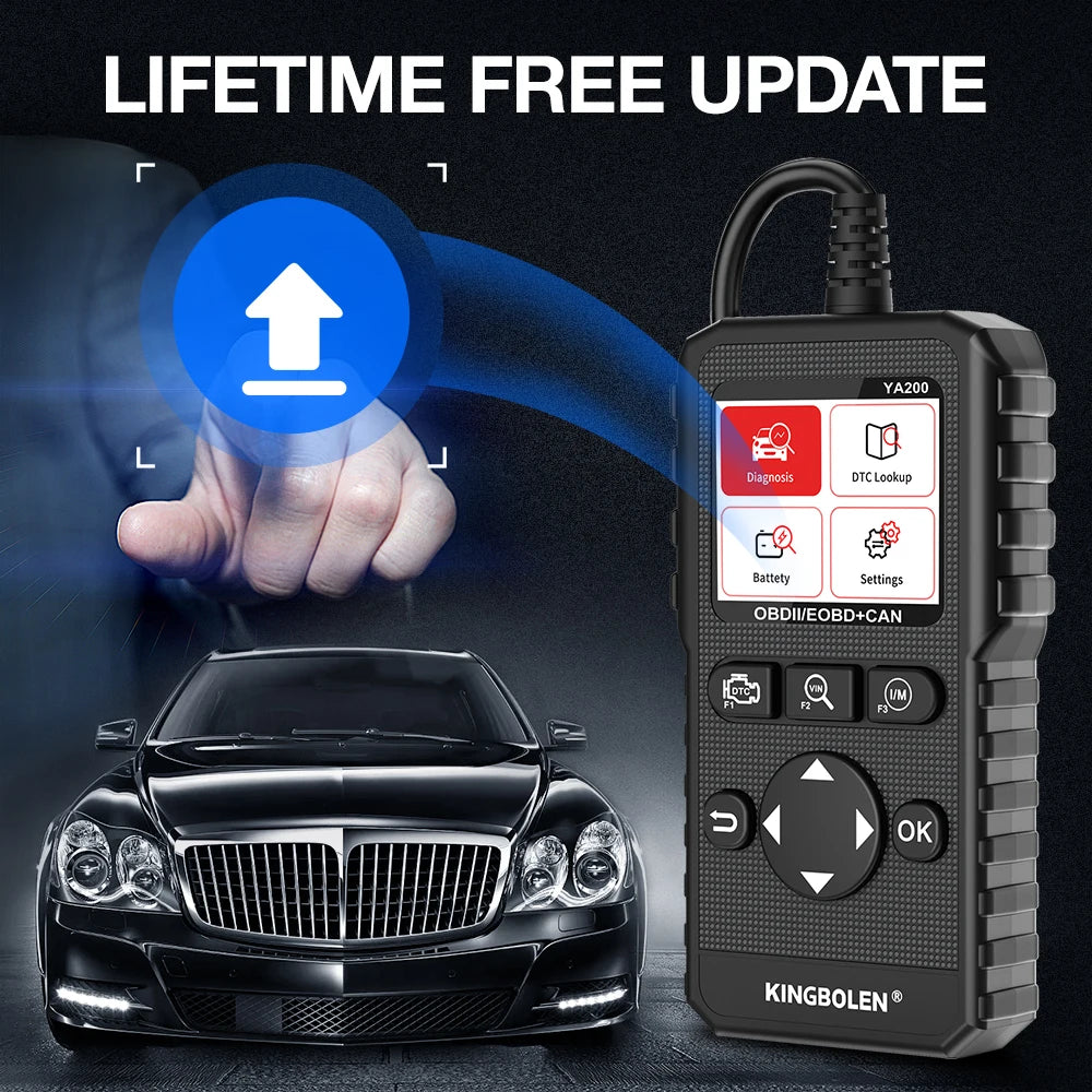 KINGBOLEN YA200 OBD2 Scanners Diagnostic Tool Automotive Scanner Engine DTC Lookup Battery Test Code Reader Free Lifetime Update