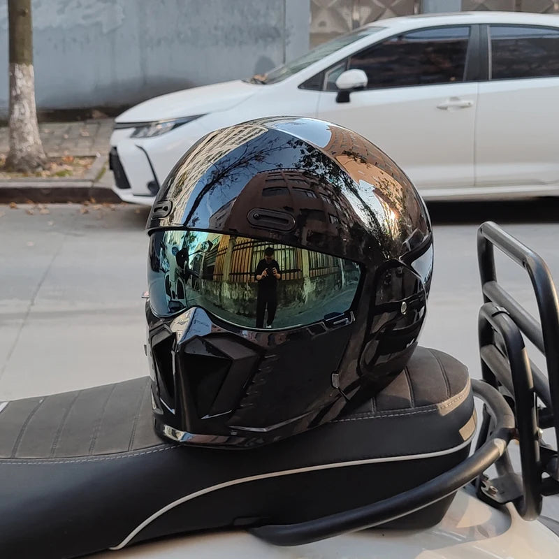 ORZ motorcycle retro helmet cruise men's and women's combination full helmet scorpion helmet reserved Bluetooth headphone slot