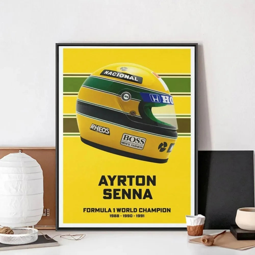 F1 Ayrton Tacing Driver Senna Poster No Framed Club Bar Paper Vintage Poster Wall Art Canvas Painting Bedroom Room Home Decor