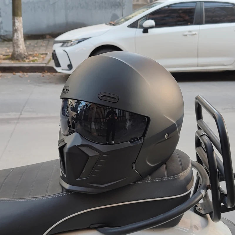 ORZ motorcycle retro helmet cruise men's and women's combination full helmet scorpion helmet reserved Bluetooth headphone slot