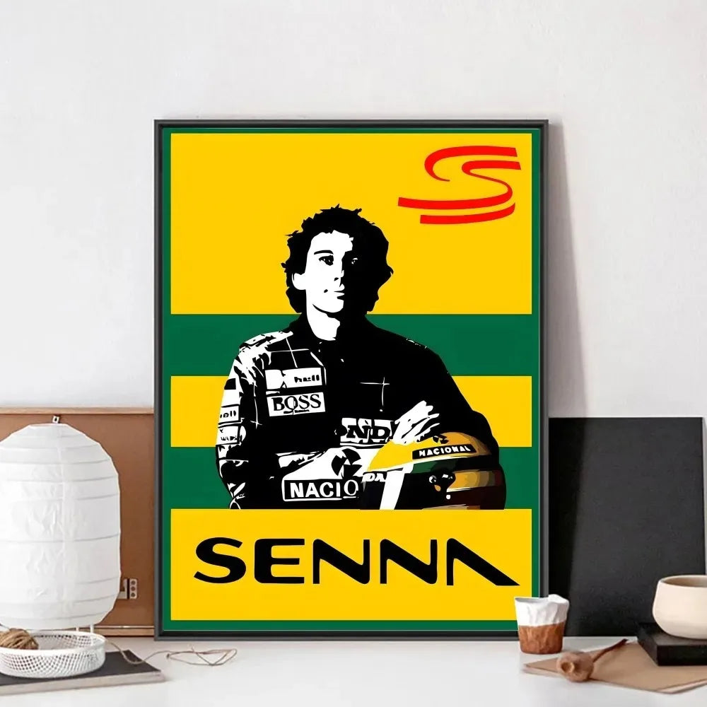 F1 Ayrton Tacing Driver Senna Poster No Framed Club Bar Paper Vintage Poster Wall Art Canvas Painting Bedroom Room Home Decor