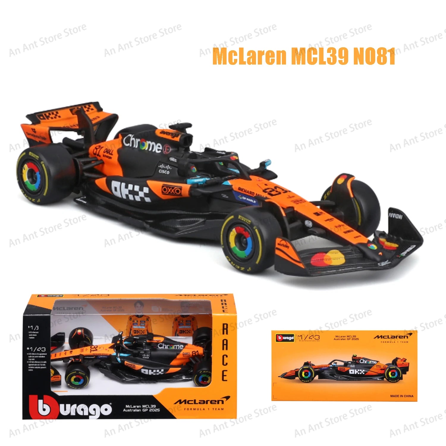 Bburago 1:43 McLaren Mcl38 #4  F1 Formula Alpine A525 Model Car Ferrari SF25 2025 Mercedes W16 Red Bull RB21 AMR25 Christmas gif