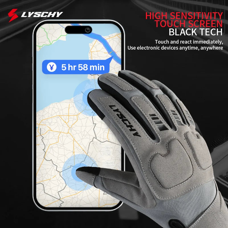 LYSCHY Motorcycle Gloves Winter Warm Full Finger Motorbike Gloves Abrasion Resistant Luvas Touch Screen Motocross Bike Guantes