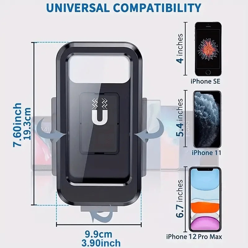 Motorcycle Bike Waterproof Phone Holder Magnetic 360° Swivel Adjustable Cycling Phone Bag GPS Stand Secure Phone Mount