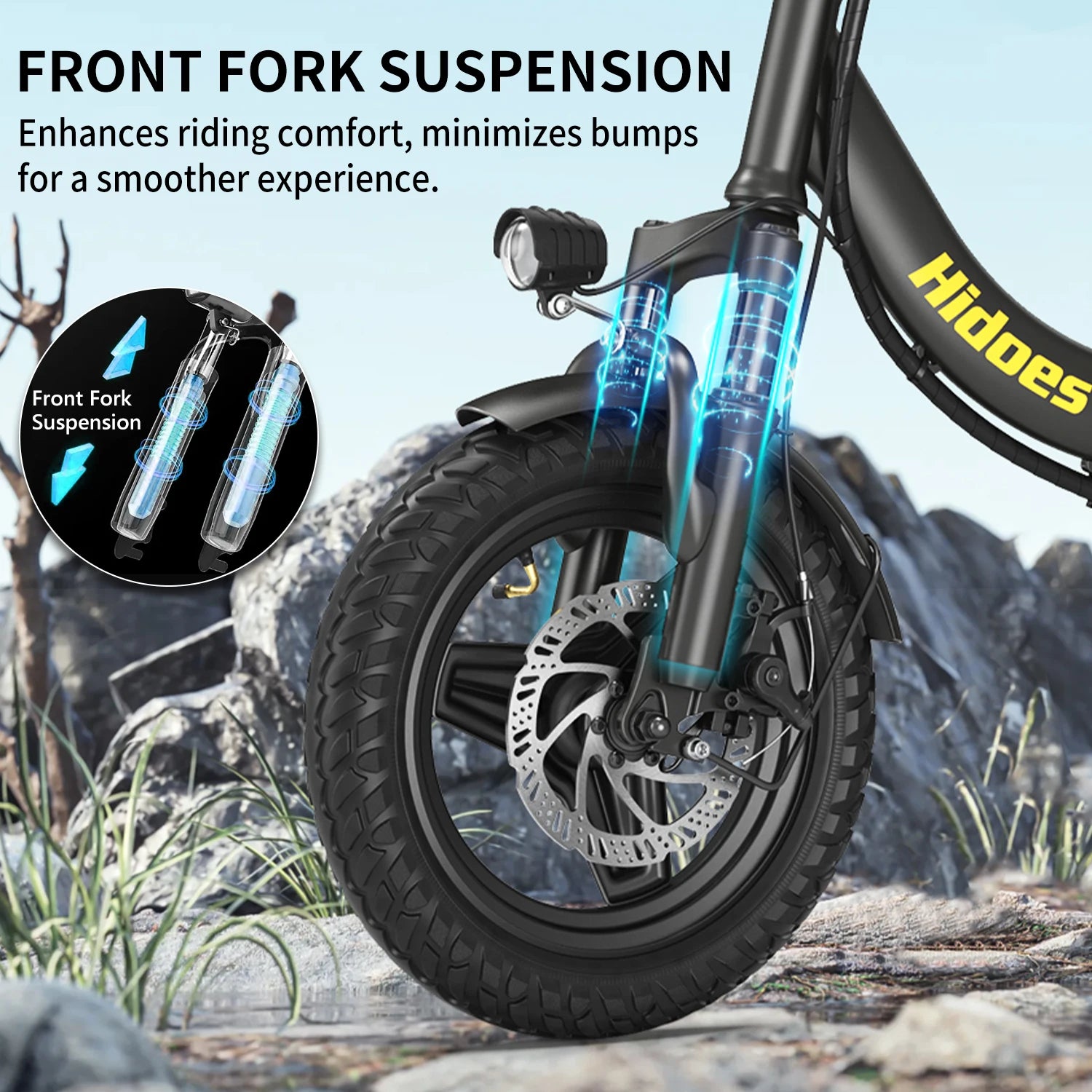Hidoes Electric Bicycle 350W Motor 36V10.4AH Lithium Battery E-bike Adult Children Universal 14-inch Folding Electric Bike