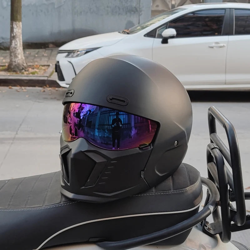ORZ motorcycle retro helmet cruise men's and women's combination full helmet scorpion helmet reserved Bluetooth headphone slot