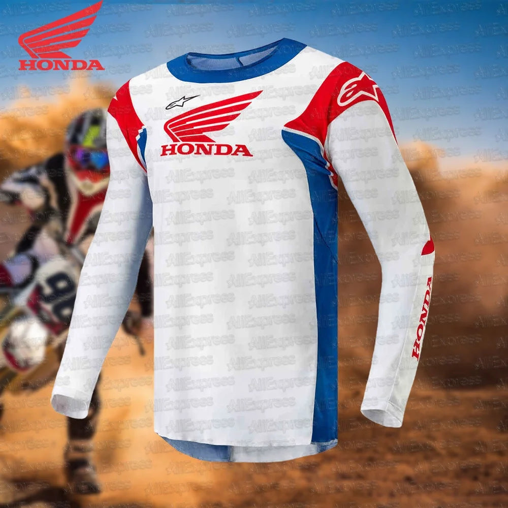 25 Honda Off-road Motorcycle Jersey Mountain Bike Downhill Sport Long Sleeved T-Shirt Top Daily Quick Drying Breathable Clothing