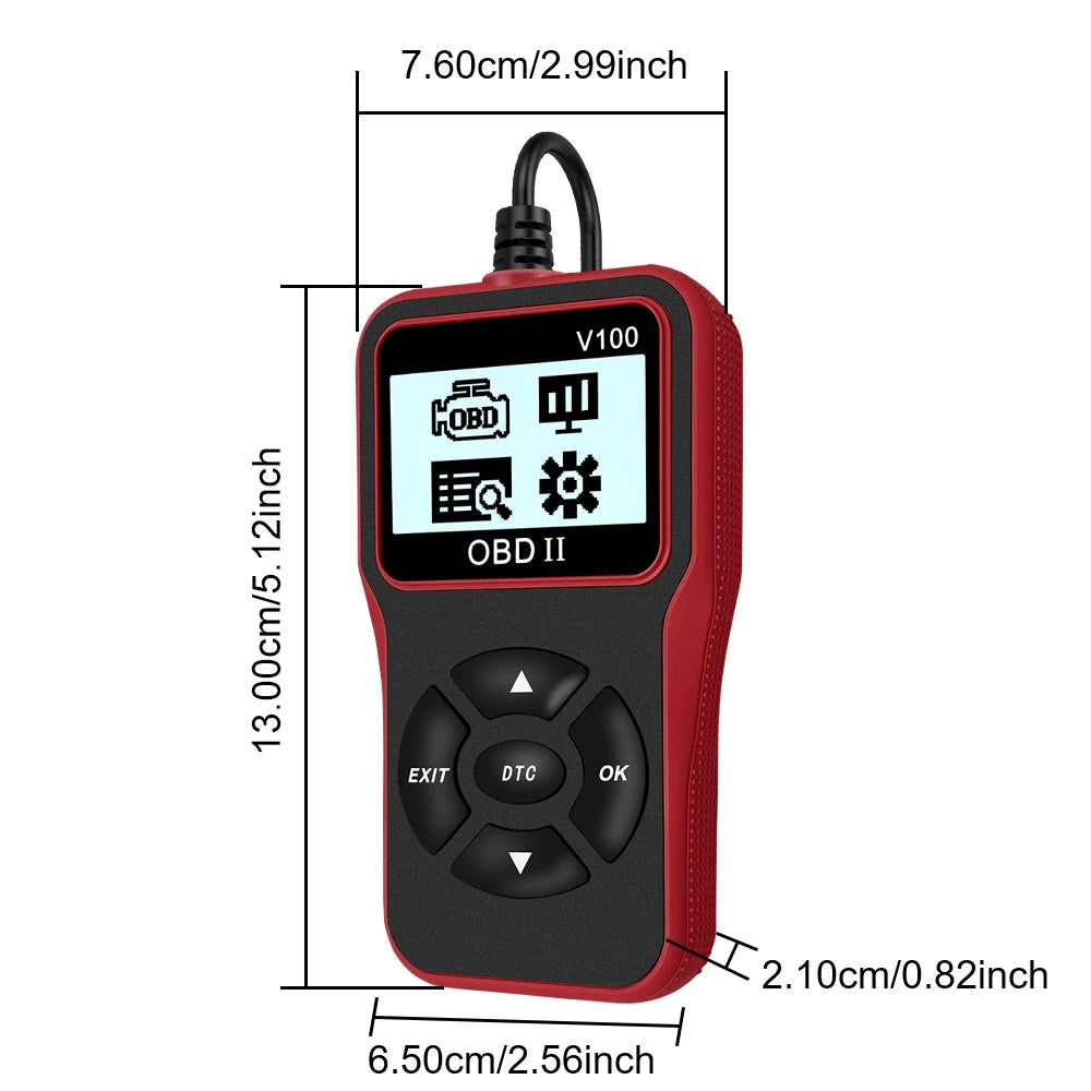Digital Display V100 OBD2 Code Reader OBDII EOBD Auto Accessories Universal 16 Pin Car Diagnostic Tools OBD 2 Scanner