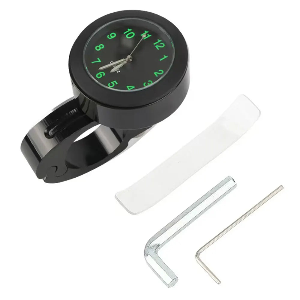 Motorcycle Aluminum Quartz Watch Luminous Clock 22-25mm Handlebar Mount for Scooter Bicycle Motorbike Speedmeter Time Display