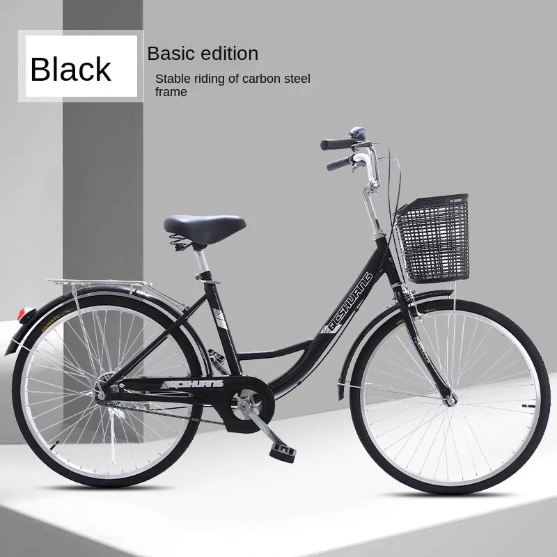 WolFAce 22 Inch/24 Inch/26 Inch Carbon Steel Frame Adult Bicycle Student Scooter Princess Bicycle Ordinary Pedal Road Bicycle