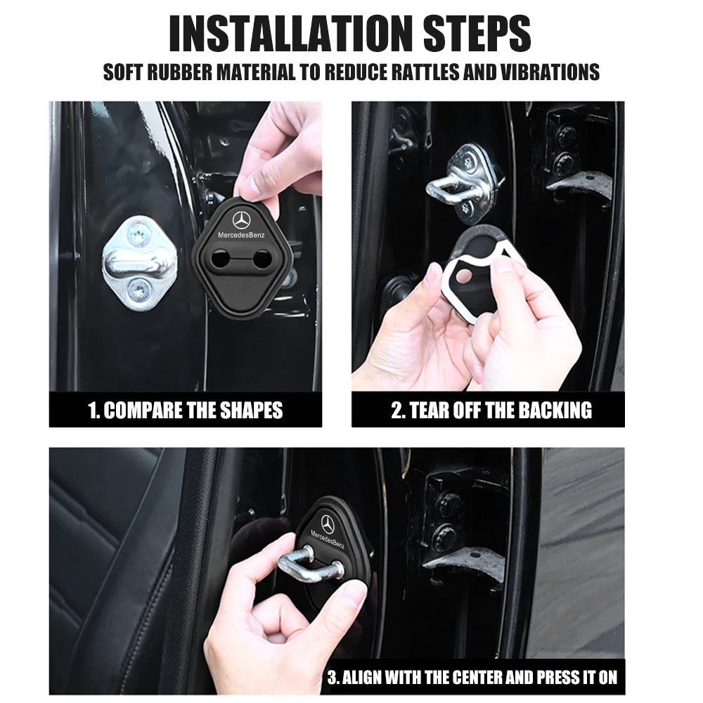 2/4pcs Silicone Car Door Lock Buckle Protector Cover For Mercedes Benz A B C E M R G S Class Exclusive AMG W108 W124 W126 W140