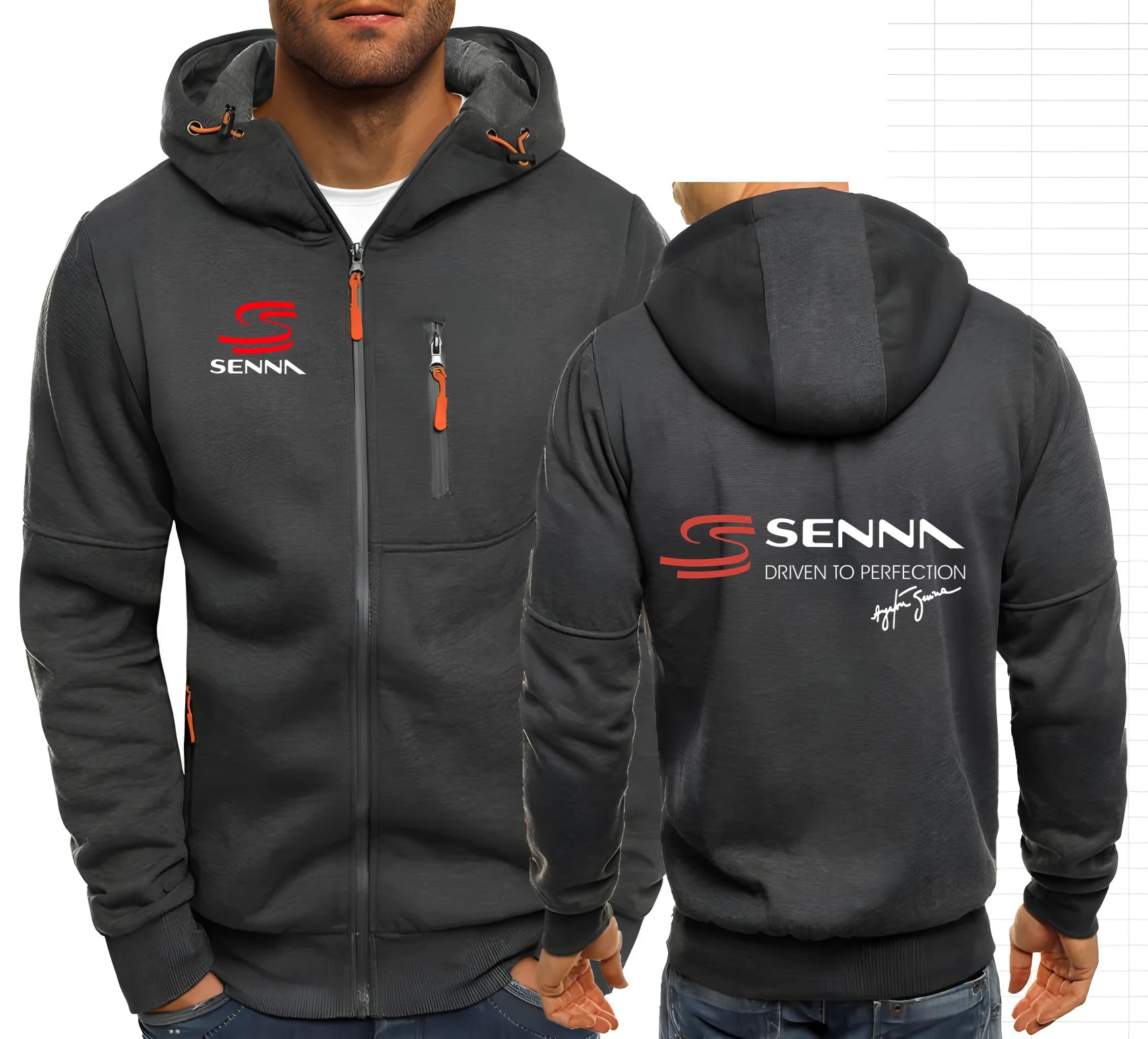 Ayrton Senna Brazilian Formula 1 Legend Men Hoodies Sweatshirts Zip up Hooded Sweatshirt Men Car F1 Sportswear Casual Jacket