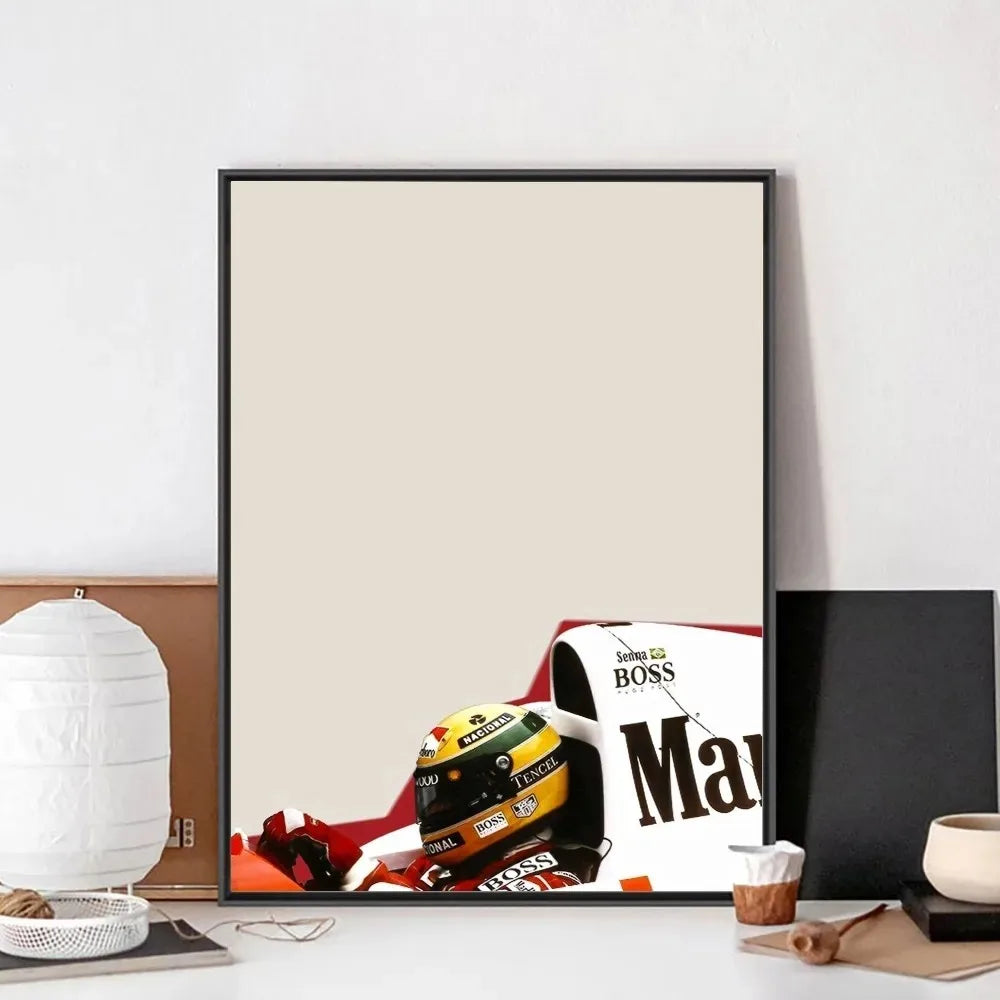 F1 Ayrton Tacing Driver Senna Poster No Framed Club Bar Paper Vintage Poster Wall Art Canvas Painting Bedroom Room Home Decor