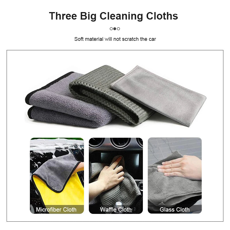 6/12pcs Car Cleaning Set Car Detailing Brush Towel Glove Auto Dashboard Air Outlet Cleaning Tools Kits for Car Wash Accessories